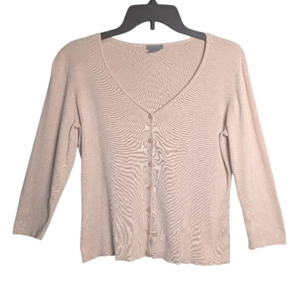 Ann Taylor Blush Pink Silk Blend Cardigan Button-Up Light Sweater Womens S - Picture 2 of 6